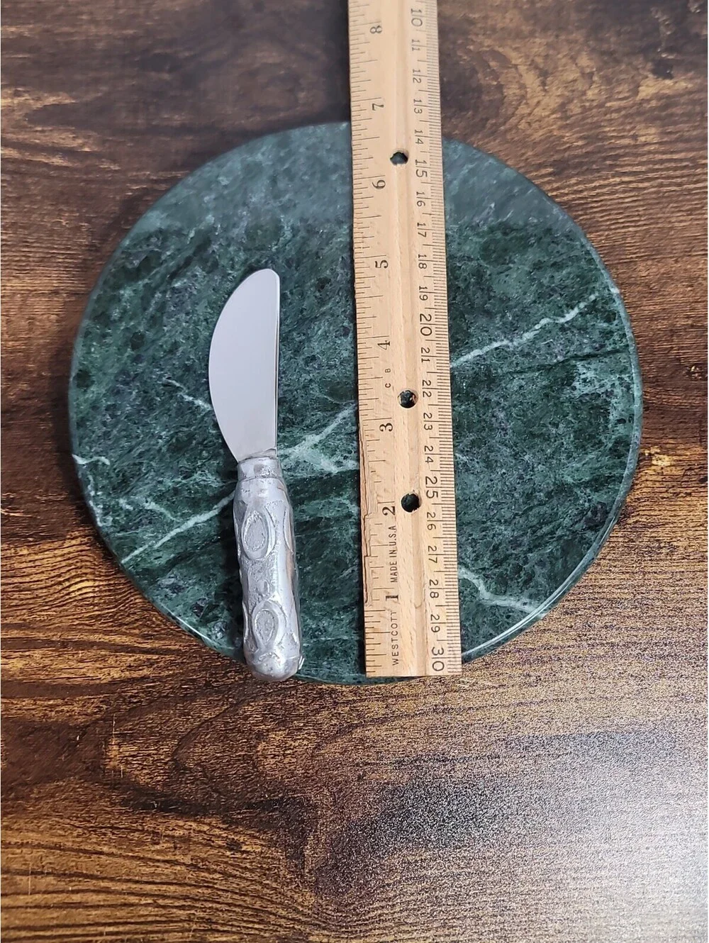Green Marble Round Cheese Board And Knife Set